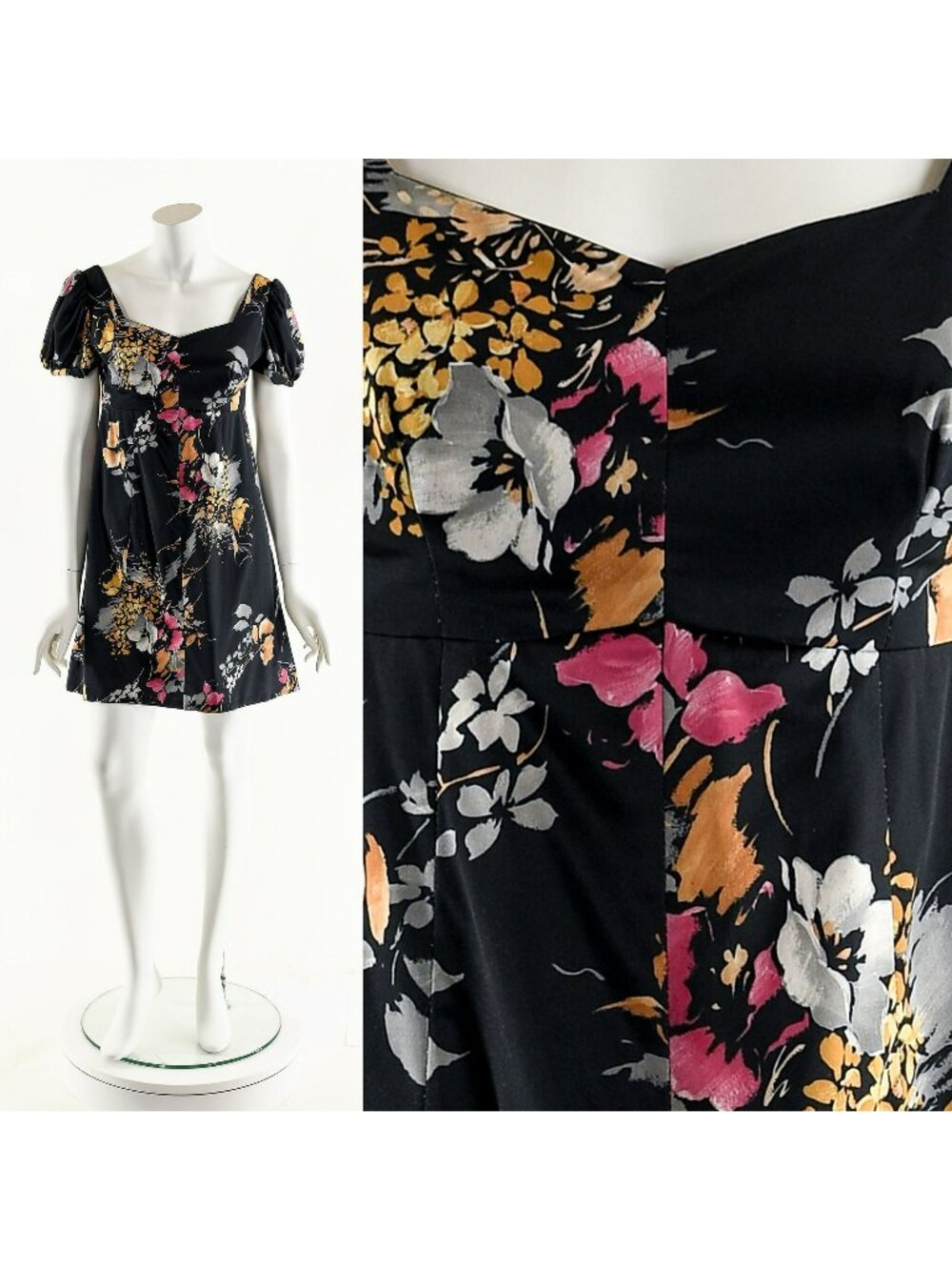 Dark Flower Mini Dress 60s